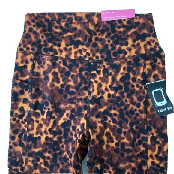 Gottex Women's Small Ankle Leggings Tummy Control Slimming Pockets Tortoise NEW - Picture 3 of 9